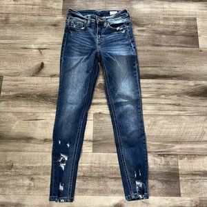Bridge By Gly Mid Rise Distressed Ankle Skinny Jeans Blue Women’s Size 24
